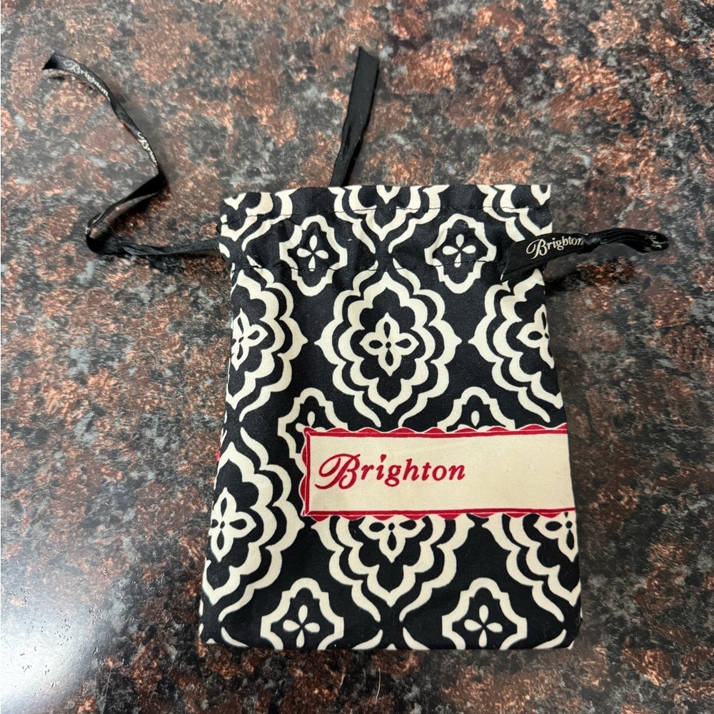 Brighton Black and Cream Floral jewelry pouch small